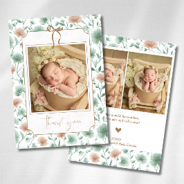 Salbei-Pfirsich-Wildblumen-Gold-Bogen-Babys-Foto Ankündigung