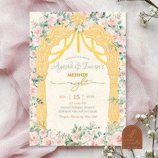 Salbei-Pink-Mehndi-Einladung Einladung