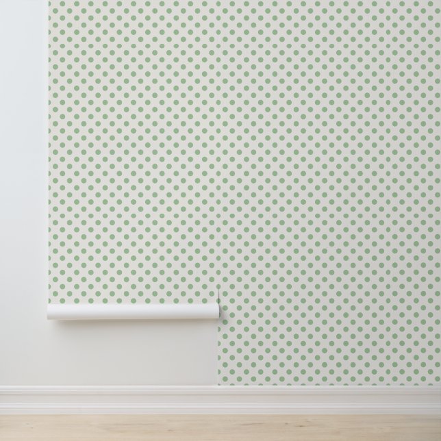 Salbei Polka Punkt Tapete (Anwendung)