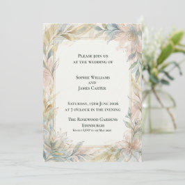 Salbei-Rosé Botanische Hochzeitseinladung Einladung