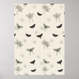 Salbei Schwarze Motten-Orchideen-Botanik-Musterpla Poster
