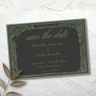 Salbei Schwarze Vintage Botanische Gitterbogen Hoc Save The Date