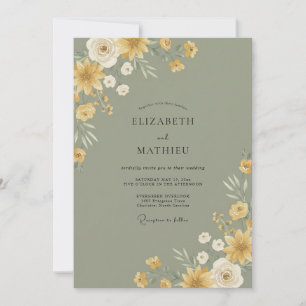 Salbei-Senfblüten-Hochzeit Einladung