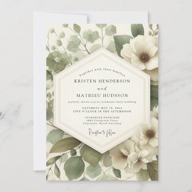 Salbei Serene Anemone Hochzeit Einladung (Vorderseite)
