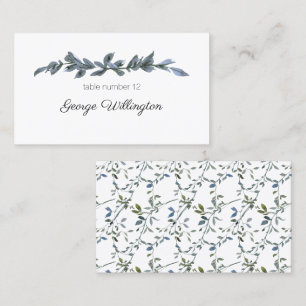 Salbei-Silber-Grüne Florale Hochzeitsplatzkarte Platzkarte