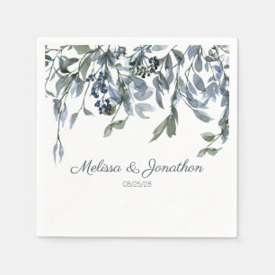 Salbei-Silber-Grüne Florale Hochzeitsservietten Serviette