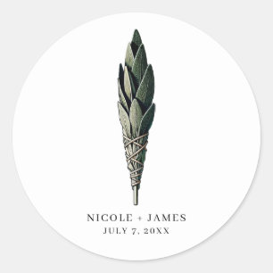 Salbei Smudge Moderne Vintage Hochzeit Runder Aufkleber