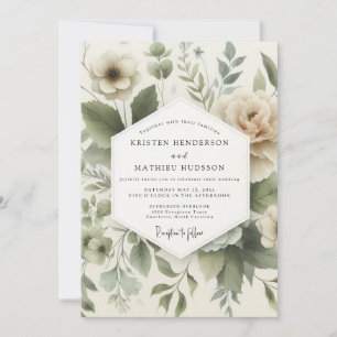 Salbei-Stille Flora Hochzeit Einladung