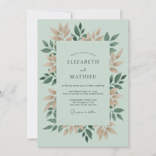 Salbei-Tan-Botanical-Romance-Hochzeit Einladung