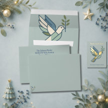 Salbei- und Elfenbeingrafischer Tauben-Weihnachtsk