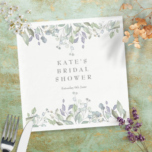 Salbei- und Flieder-Aquarell-Blumen-Brautparty Serviette