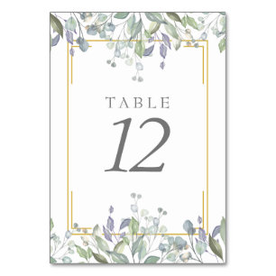 Salbei- und Flieder-Aquarell-Blumentisch-Nummern Tischnummer