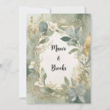 Salbei- und Gold-Aquarell-Einladung