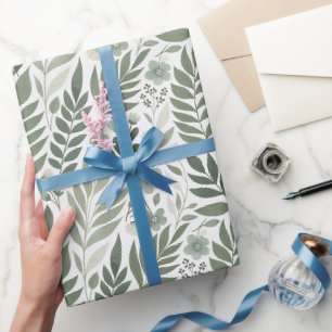 Salbei- und Minzenfarne mit Blüten Geschenkpapier