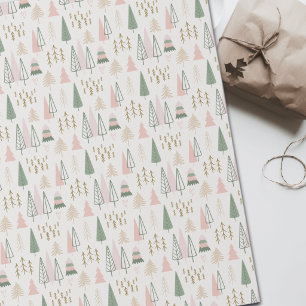 Salbei und Rosé Nordic Winter Weihnachtsbäume Geschenkpapier