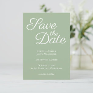 Salbei und Weiß Elegante Kalligrafie Save the Date Einladung