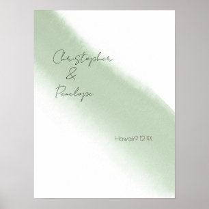 Salbei-Wasserfarbe-Minimalist-Kalligrafie-Hochzeit Poster