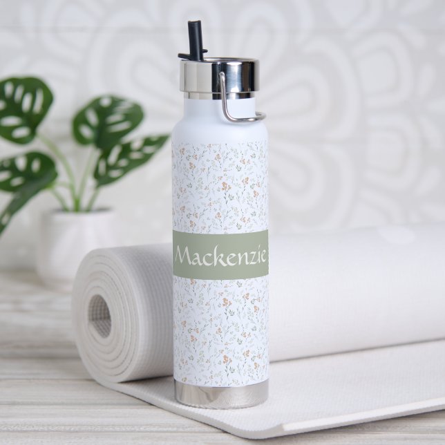 Salbei-Wasserfarbe-Wildblumen-Blumen-Name Trinkflasche (Yoga (gedreht)