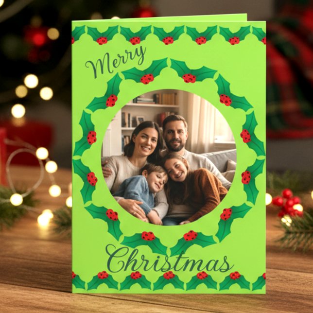 Salbei-Weihnachtskranz-Foto Feiertagskarte (If you love warm holiday moments, this card is calling your name. Add your photo, tweak the message.)