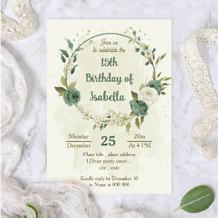 Salbei-Weiß-Blume botanischer Geburtstag Einladung