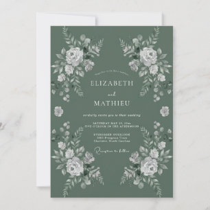 Salbei Weiße Rose Hochzeit Einladung