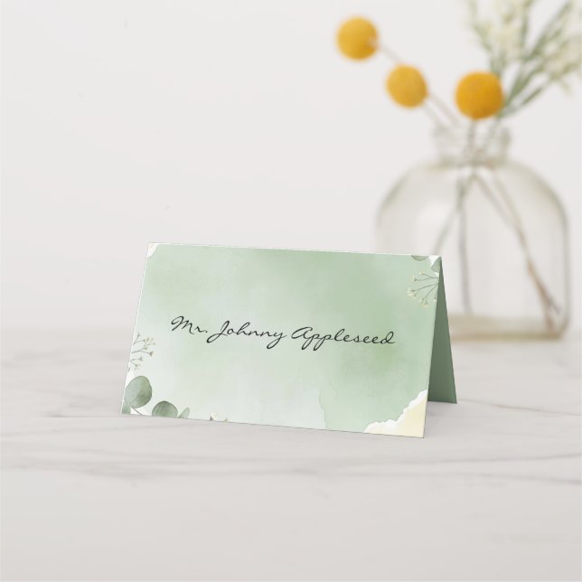 Salbei Whisper Botanische Platzkarten (Vorderseite)