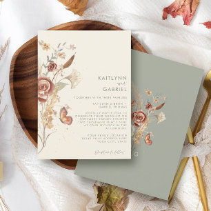 Salbei-Wildblumen-Aquarell-Hochzeit In Einladung