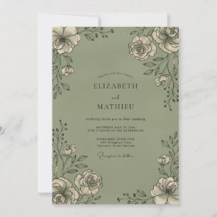 Salbei-Wildblumen-Hochzeit Einladung