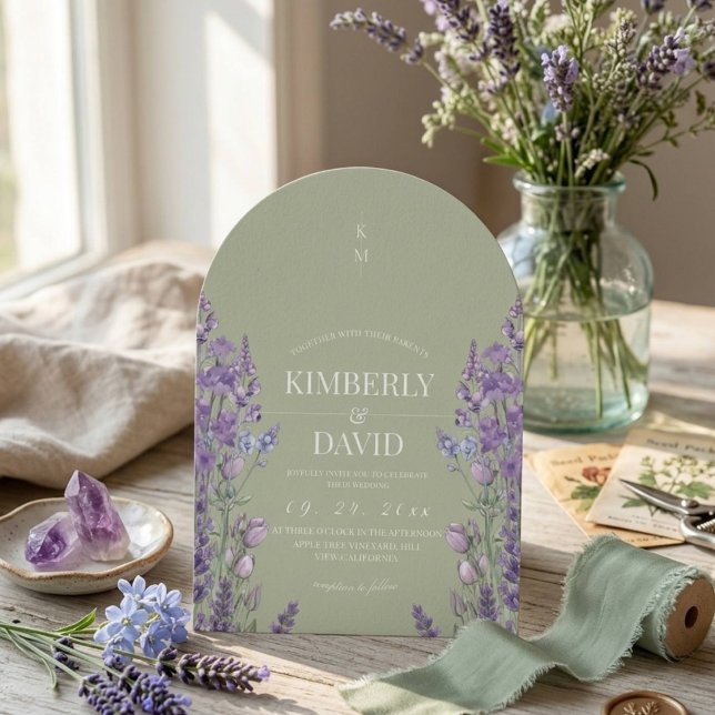 Salbei-Wildblumen-Hochzeit Einladung (Von Creator hochgeladen)