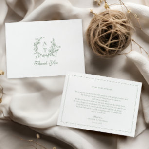 Salbei-Wildblumen-Monogramm-Hochzeits-Dankeskarten Dankeskarte