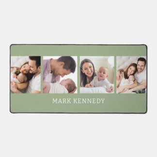 Salbeigrün 4 Foto-Collage Personalisierter Name Schreibtischunterlage
