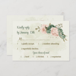 Salbeigrün Blume botanische Hochzeit RSVP Karte