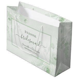 Salbeigrün Boho Chic Floral Hochzeit Brautjungfer Große Geschenktüte