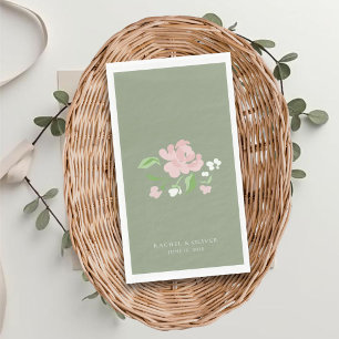 Salbeigrün Chic Blush Florale Hochzeitsserviette Serviette