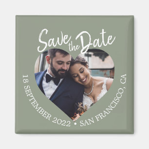 Salbeigrün Foto Moderne Schrift Save-the-Date-Kart Magnet