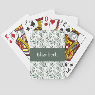 Salbeigrün Französisches Land Oliv Custom Name Spielkarten