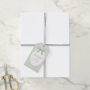 Salbeigrün gestreifte Babyparty Geschenkanhänger