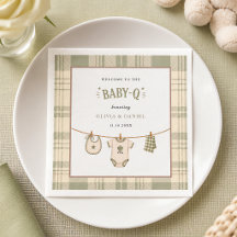 Salbeigrün Gingham-Baby-Party Vintage-BBQ