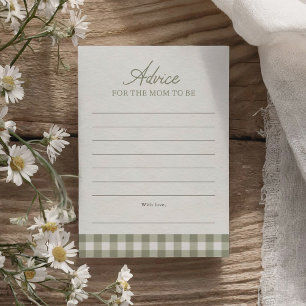 Salbeigrün Gingham Baby Shower Beratungskarte Einladung