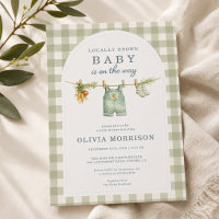 Salbeigrün Gingham Baby Shower lokal angebaut