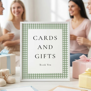 Salbeigrün Gingham-Karten Geschenke Baby Shower Sc Poster