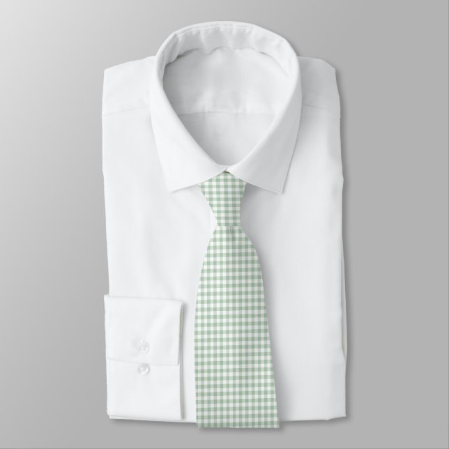Salbeigrün Gingham Krawatte (Gebunden)