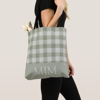 Salbeigrün Gingham Monogramm Benutzerdefinierter N