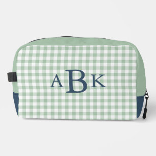 Salbeigrün Gingham Monogramm Waschbeutel