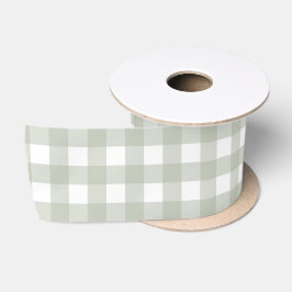 Salbeigrün Gingham-Muster Satinband