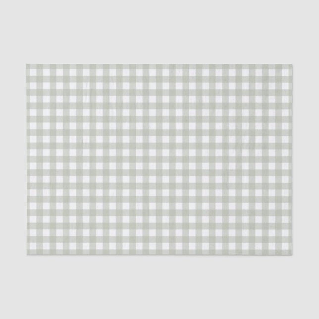 Salbeigrün Gingham-Muster Seidenpapier (Vorderseite)