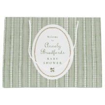 Salbeigrün Gingham-Schleife Baby-Shower-Willkommen