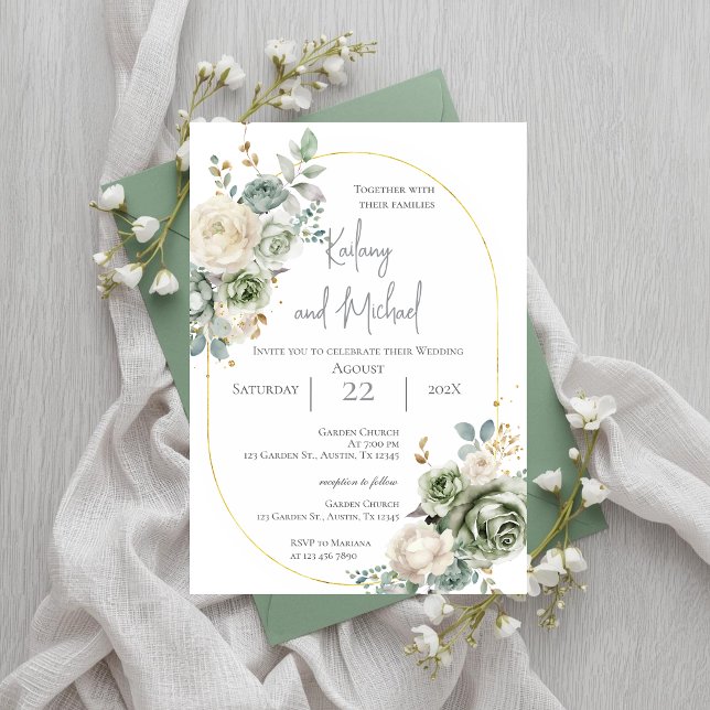 Salbeigrün-Hochzeitseinladung Einladung (Von Creator hochgeladen)