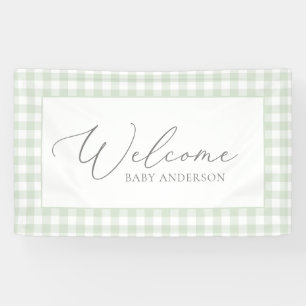 Salbeigrün kariert Baby Shower Willkommen Banner