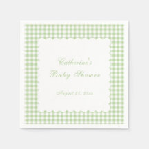 Salbeigrün kariert klassische Baby-Party-Serviette
